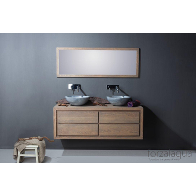 Forzalaqua Roma waskom 40x40x15cm Rond Natuursteen Cloudy marmer gezoet SHOWROOMMODEL